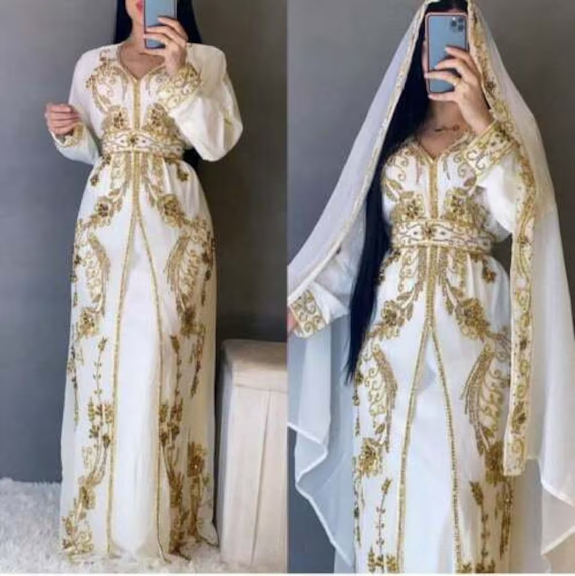 Dabador - Berber Treasures - Moroccan Dubai Kaftan Arabic Abaya Maxi Hand Beaded Caftan Farasha Floor Length Party Wear Wedding Gown Beach Stylish Jalabiya Women Dress
